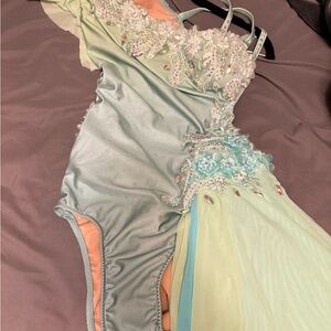 Glamour Mint Green Embellished Dance Costume